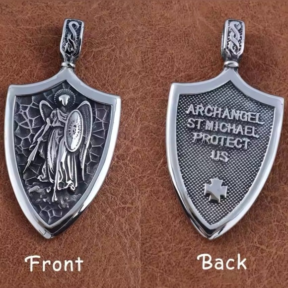 Archangel Michael Shield Saint Religious Holy Catholic Protection Medal Necklace - Picture 13 of 14